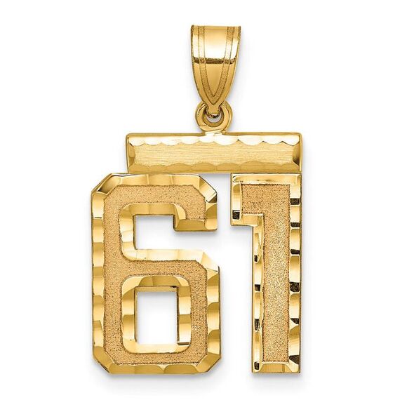 14K Yellow Gold Varsity Collection Medium D/C Pendant Number 61